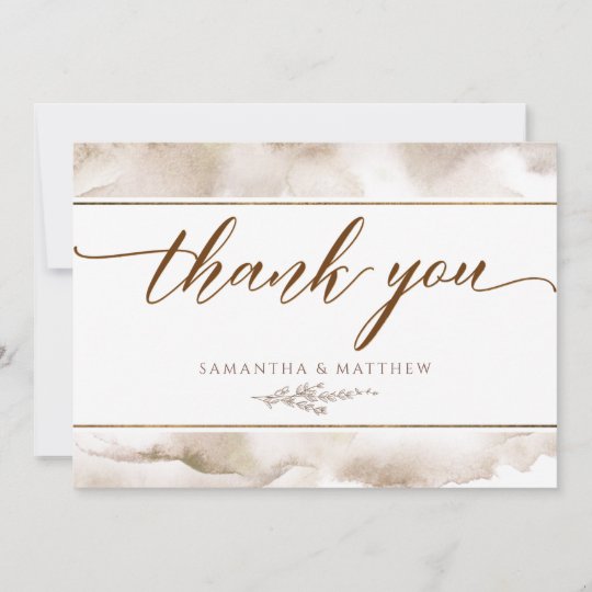 Elegant, Earth Tones Watercolor Thank You Card 