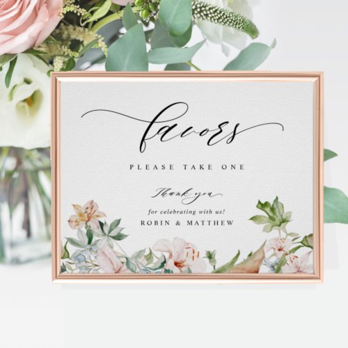 Elegant Earthy Blooms Wedding Favor Sign