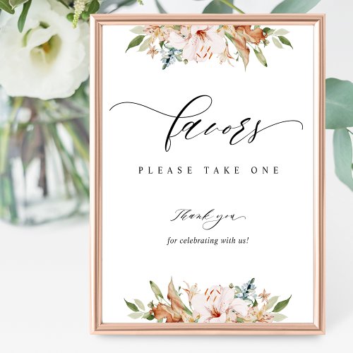 Elegant Earthy Blooms Wedding Favor Vertical Sign