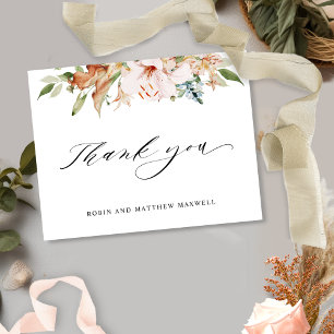Elegant Earthy Blooms Wedding Thank You Card