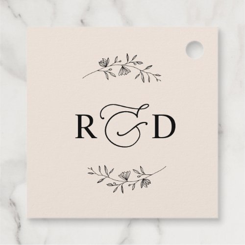 Elegant Earthy Blush Monogram Wedding Thank You Favor Tags - Designed to coordinate with our Romantic Script wedding collection, this customizable tag, features a calligraphy graphic thank you, paired with a classy serif font in black. Matching items available.