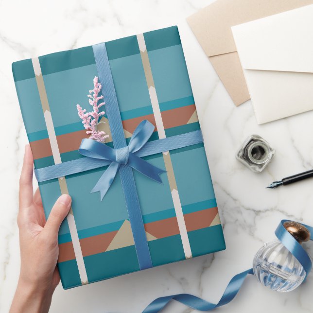 Elegant Earthy Brown, Blue Birthday, All-Occasion Wrapping Paper (Gifting)
