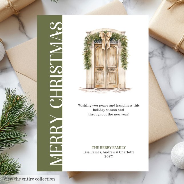 Elegant Earthy Colors Christmas Door Greeting Card (Elegant Earthy Colors Christmas Door Greeting Card)