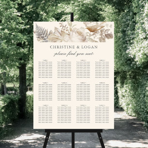 Elegant Earthy Floral 12 Table Wedding Seating Foam Board