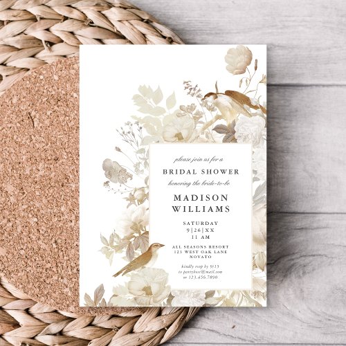 Elegant Earthy Floral Chic Bridal Shower Invitation