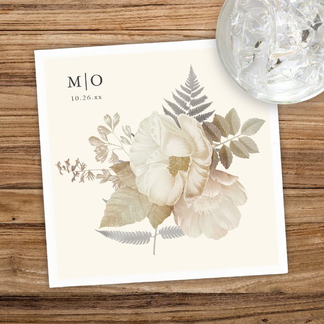 Elegant Earthy Floral Chic Cream Wedding  Napkins (Creator Uploaded)