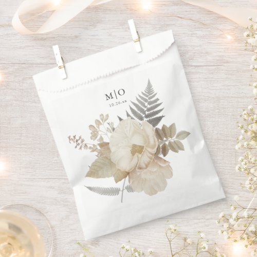 Elegant Earthy Floral Chic White Wedding  Favor Bag