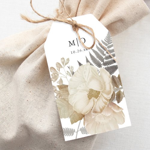 Elegant Earthy Floral Chic White Wedding  Gift Tags