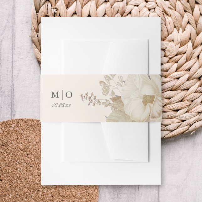 Elegant Earthy Floral Cream Wedding Invitation Belly Band (Creator Uploaded)