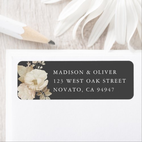 Elegant Earthy Floral Grey Wedding Return Address  Label