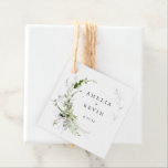 Elegant Earthy Greenery Personalized Names Date Favor Tags<br><div class="desc">Completely customizable,  this design features elegant greenery that frames your details. Perfect for any beautiful event. This is part of my collection called "Earthy Greenery." Thank you for your support and interest inmy design(s),  and be sure to visit my shop to see more of my designs.</div>
