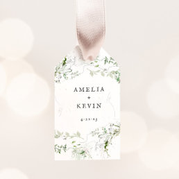 Elegant Earthy Greenery Personalized Names Date Gift Tags