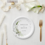 Elegant Earthy Greenery Personalized Names Date Paper Plates<br><div class="desc">Completely customizable,  these elegant design features delicate watercolor greenery that frames your details. Perfect for any beautiful event. This is part of my collection called "Earthy Greenery." Thank you for your support and interest in my design,  and be sure to visit my shop to see more.</div>