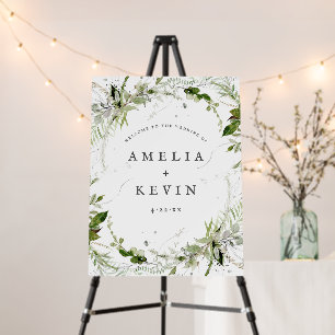 Elegant Earthy Greenery Watercolor Names Wedding Foam Board
