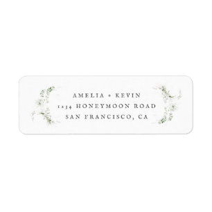Elegant Earthy Greenery Watercolor Return Address Label