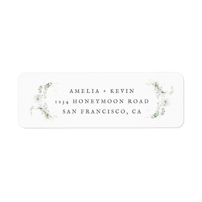 Elegant Earthy Greenery Watercolor Return Address Label (Front)
