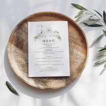 Elegant Earthy Greenery Watercolor Wedding Menu