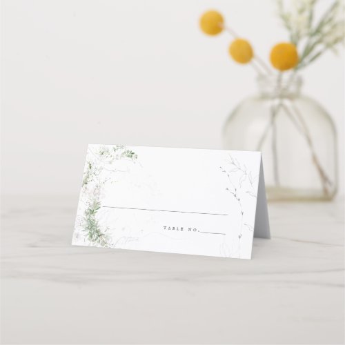 Elegant Earthy Greenery Watercolor Wedding Place Card