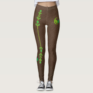 Elegant Earthy Leather Texture Leggings
