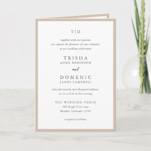 Elegant Earthy Neutral Monogram Modern Wedding Invitation