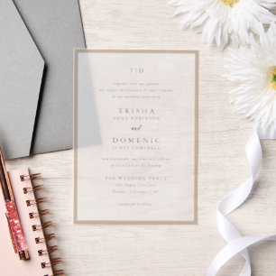 Elegant Earthy Neutral Monogram Modern Wedding Vellum Invitations