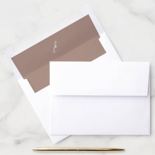 Elegant Earthy Neutral Script Monogram Wedding Envelope Liner