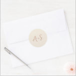 Elegant Earthy Neutrals Modern Wedding Classic Round Sticker<br><div class="desc">Elegant wedding stickers featuring a simple design with your monogram in a script font.</div>