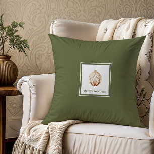 Elegant earthy Nordic style family name Christmas  Throw Pillow