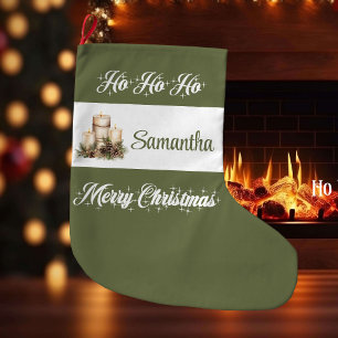 Elegant earthy Nordic style personalized christmas Large Christmas Stocking