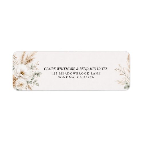 Elegant Earthy Pampas Botanical Return Address Label
