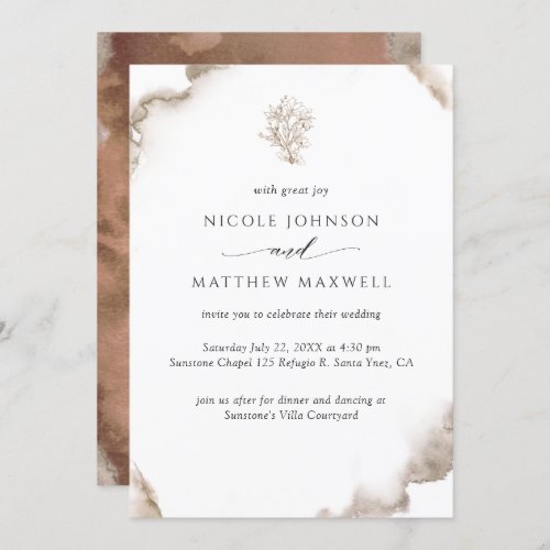 Elegant Earthy Tones Watercolor Floral Wedding Invitation