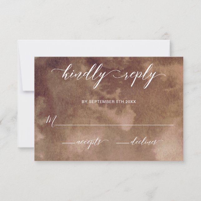 Elegant Earthy Tones Watercolor Wedding RSVP (Front)