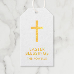 Elegant Easter Blessings Cross Foil Gift Tags