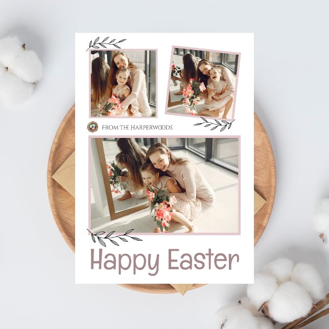 Elegant Easter Blessings Easter Eggs Family photo Holiday Card (Creator Uploaded)