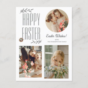 Elegant Easter Blessings Easter Eggs Family photo Holiday Postcard