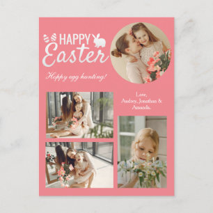 Elegant Easter Blessings Easter Eggs Family photo Holiday Postcard
