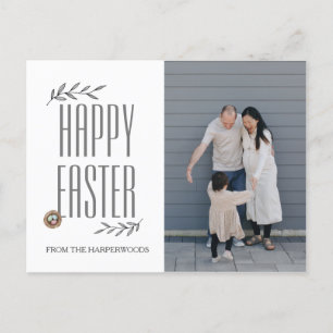 Elegant Easter Blessings Easter Eggs Family photo Holiday Postcard