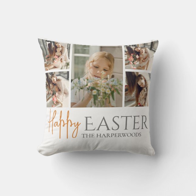 Elegant Easter Blessings Easter Eggs Family photo Throw Pillow (Front)