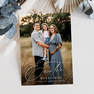 Elegant Easter Blessings Photo Holiday Card