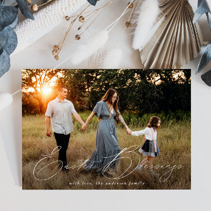 Elegant Easter Blessings Photo Holiday Card