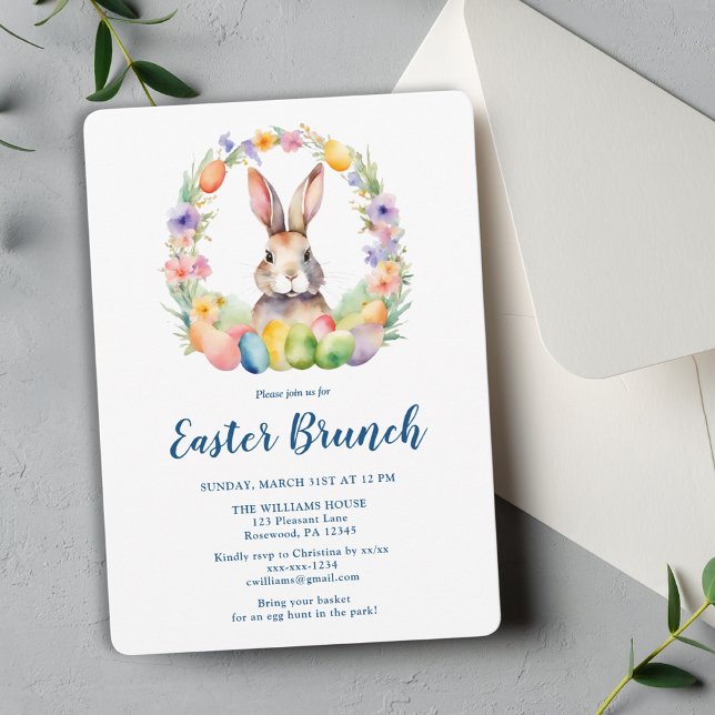 Elegant Easter Brunch Floral Bunny Invitation (Creator Uploaded)