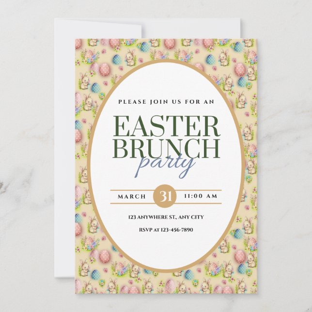 Elegant Easter Brunch Party Announcement (Front)
