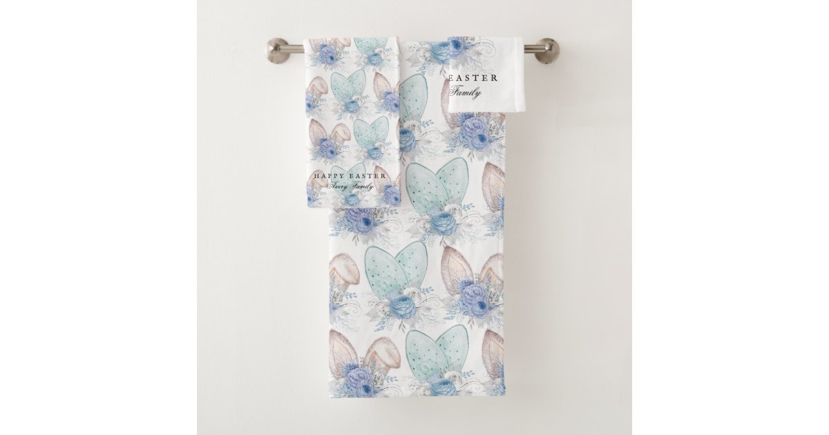 Elegant Easter Bunny Ears Family Name Bath Towel Set Zazzle