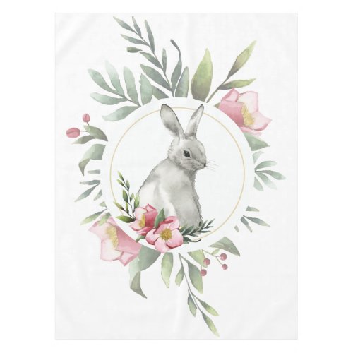 Elegant Easter Bunny Floral Tablecloth