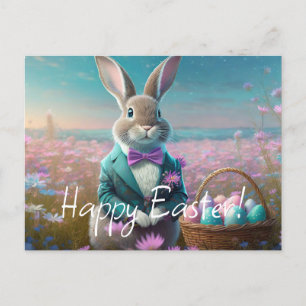 Elegant Easter bunny with a bow tie Holiday Postcard
