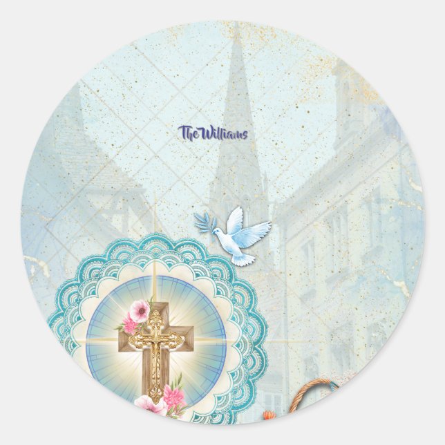 Elegant Easter Cupcake Toppers Classic Round Sticker (Front)