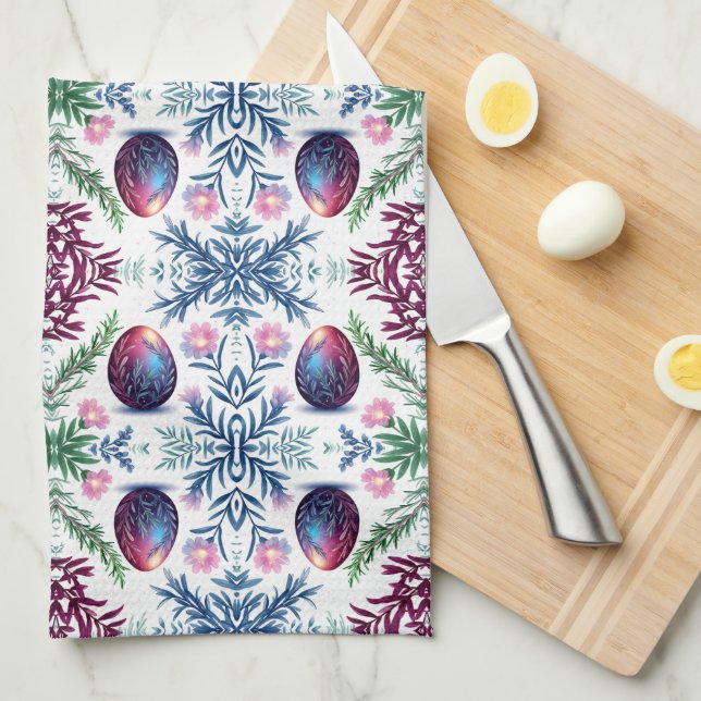 Elegant Easter Egg Botanical Art Kitchen Towel (Quarter Fold)