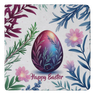 Elegant Easter Egg Botanical Art Trivet