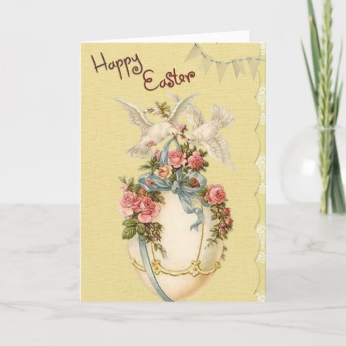 Elegant Easter Egg with Doves Happy Easter Holiday Card
