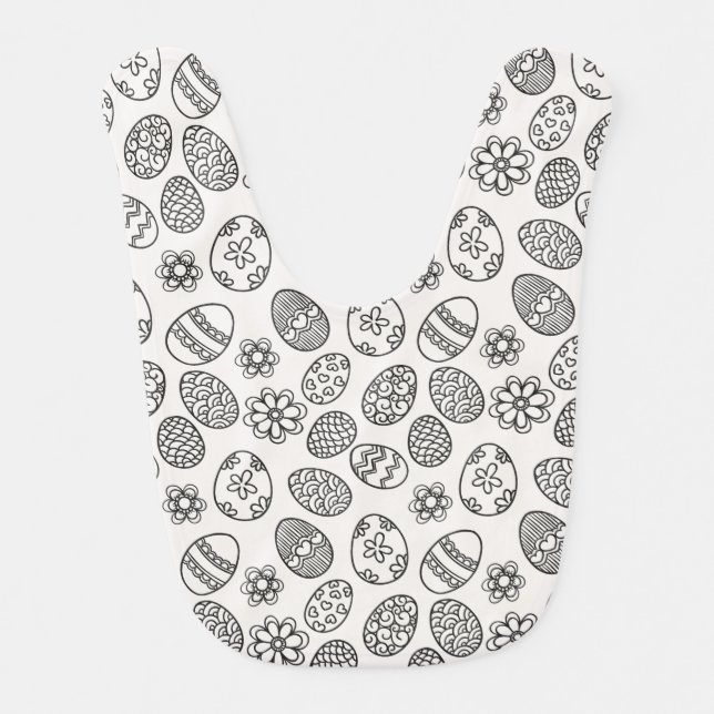 Elegant Easter Eggs Floral Pattern | Baby Bib (Front)